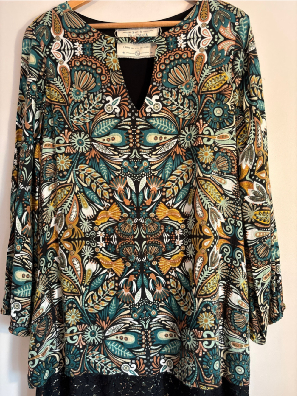 California MoonRise Boho-Style Tunic Mini Dress Size M Festival Hipster Travel - Picture 5 of 12